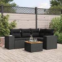 Set Divani da Giardino 5 pz con Cuscini in Polyrattan Nero 3257756