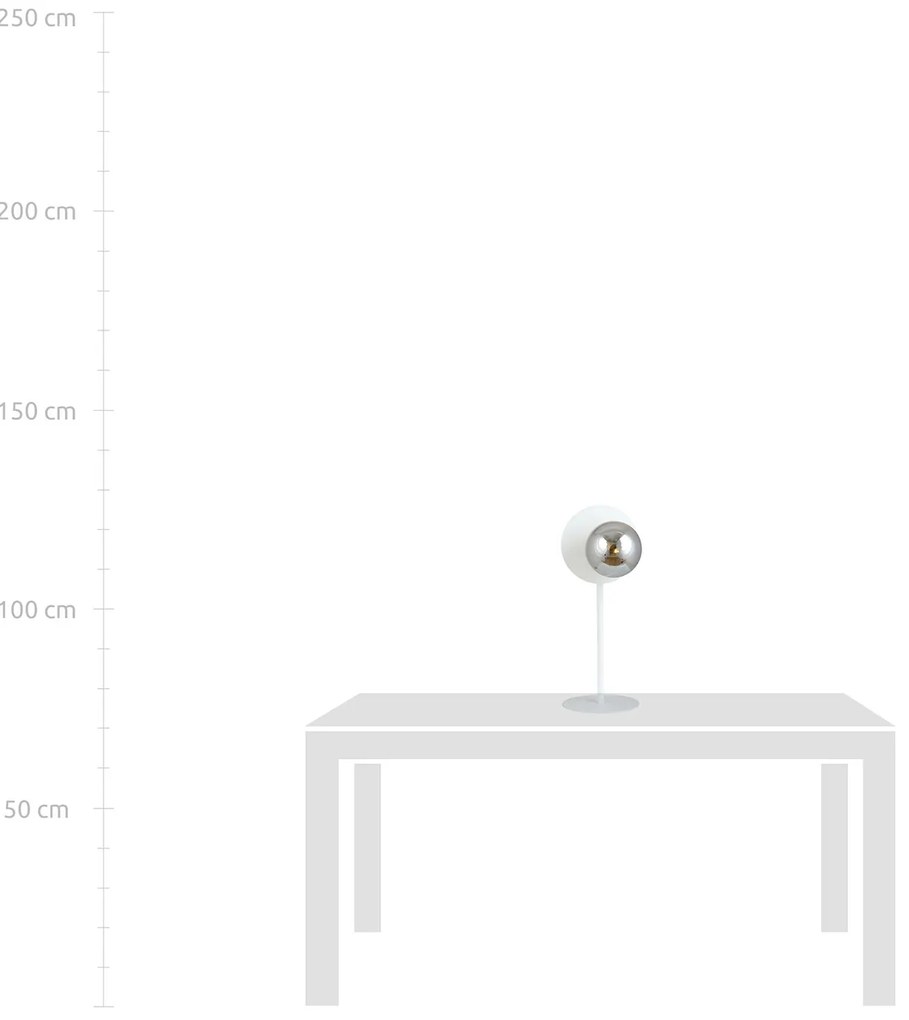Lampada Da Tavolo Contemporanea Ippolita 1 Luce In Acciaio Bianco E Vetro Fumè