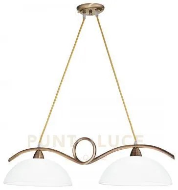 Lampadario a sospensione halley brunita 2 luci attacco e27 76x30x110cm