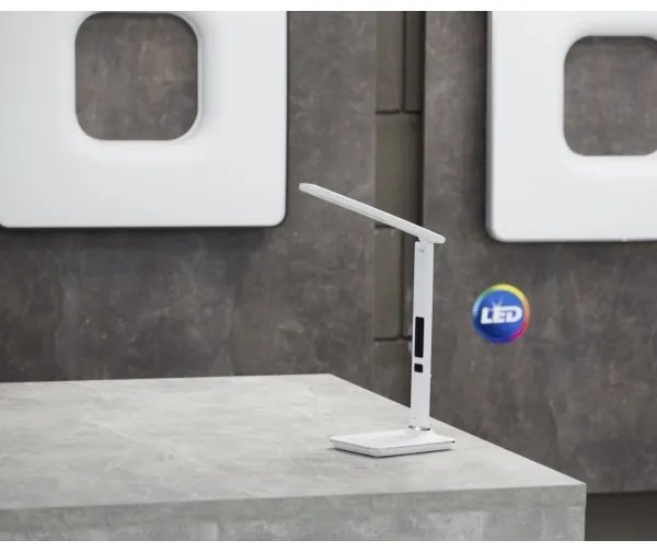 Immax 08934L - Lampada LED da tavolo con display KINGFISHER LED/9W/230V bianco