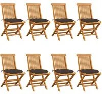 Sedie da Giardino e Cuscini Grigio Talpa 8 pz Massello di Teak 3072940