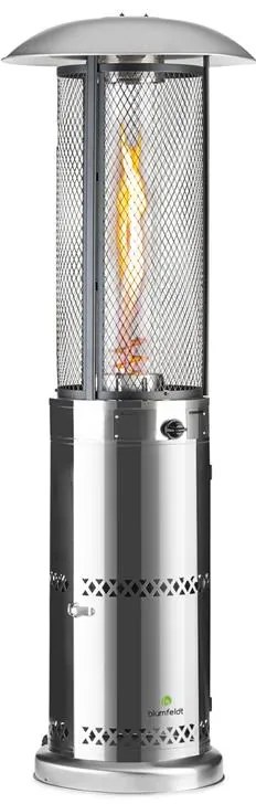 blumfeldt Radiante da terrazza Goldflame Deluxe 36.000 BTU/11 kW vetro temperato mobile in acciaio inossidabile argento