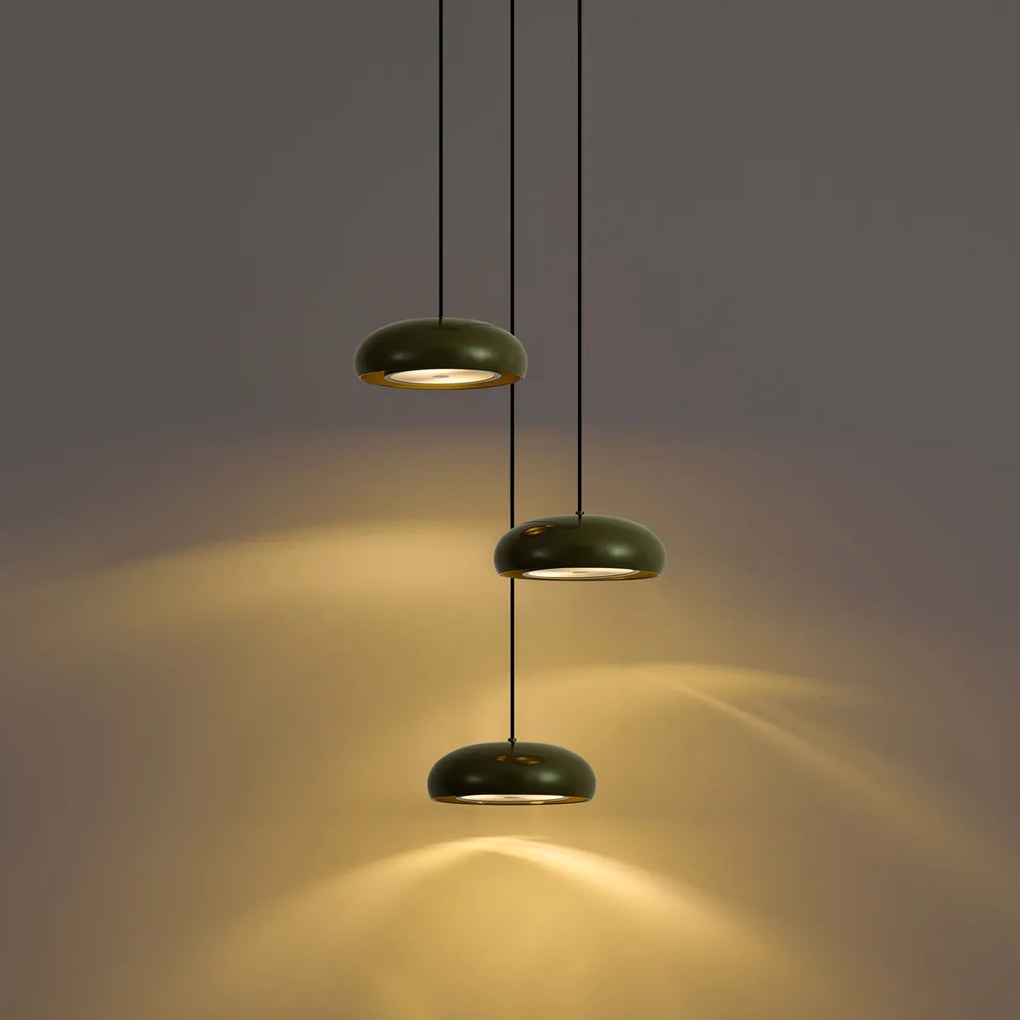 Lampada a sospensione retrò verde con paralume in metallo a 6 luci - Macaron
