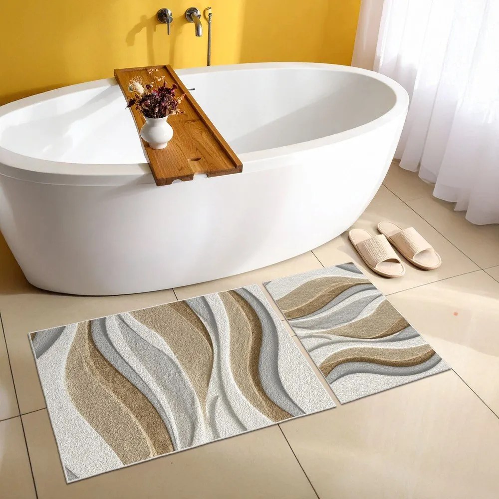 Set di tappetini per il bagno beige 2 pz 60x100 cm – Foutastic