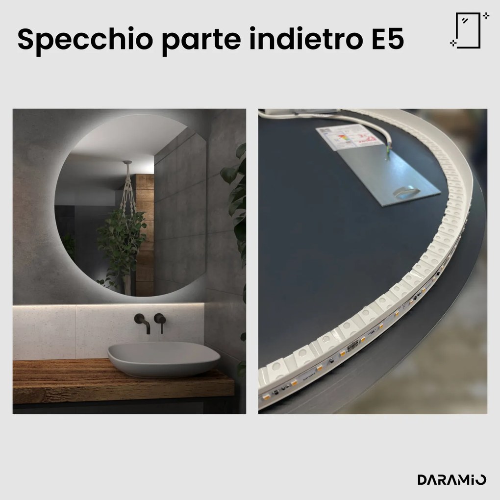 Specchio a mezzaluna con luce LED E5