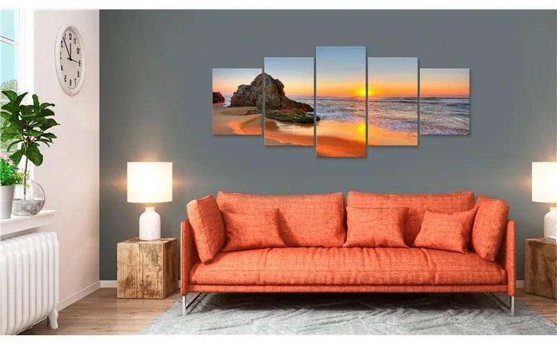 Quadro New Day (5 Parts) Wide  Colore Arancione, Dimensioni e Misure 225x100