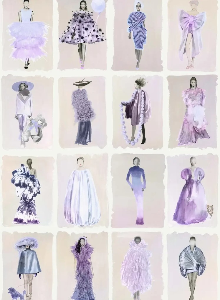 Cole & Son Carta da parati Couture Carousel - Lavender Pearl
