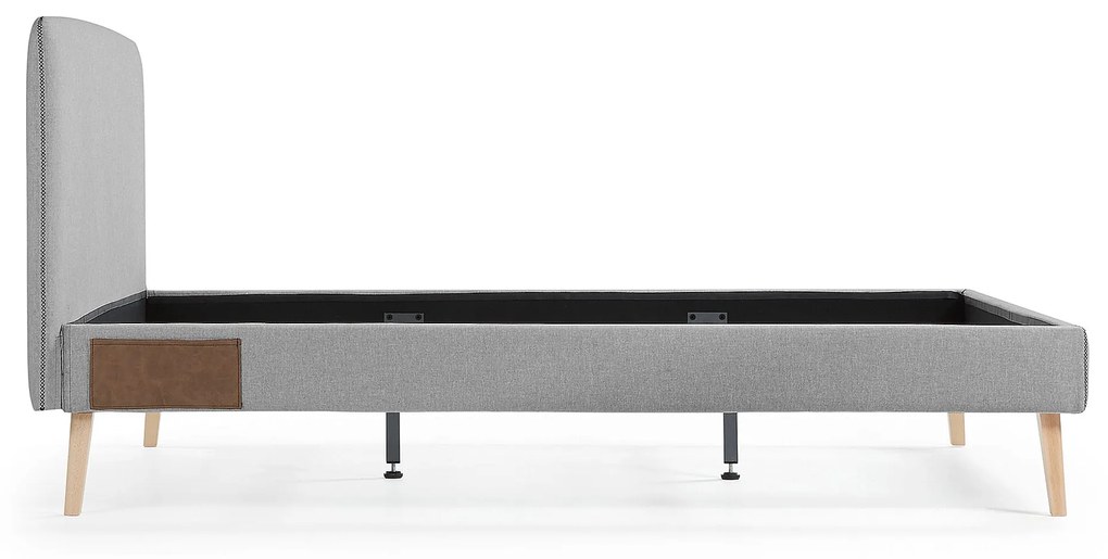 Kave Home - Letto Dyla sfoderabile grigio, con gambe in faggio massiccio per materasso da 160 x 200 cm