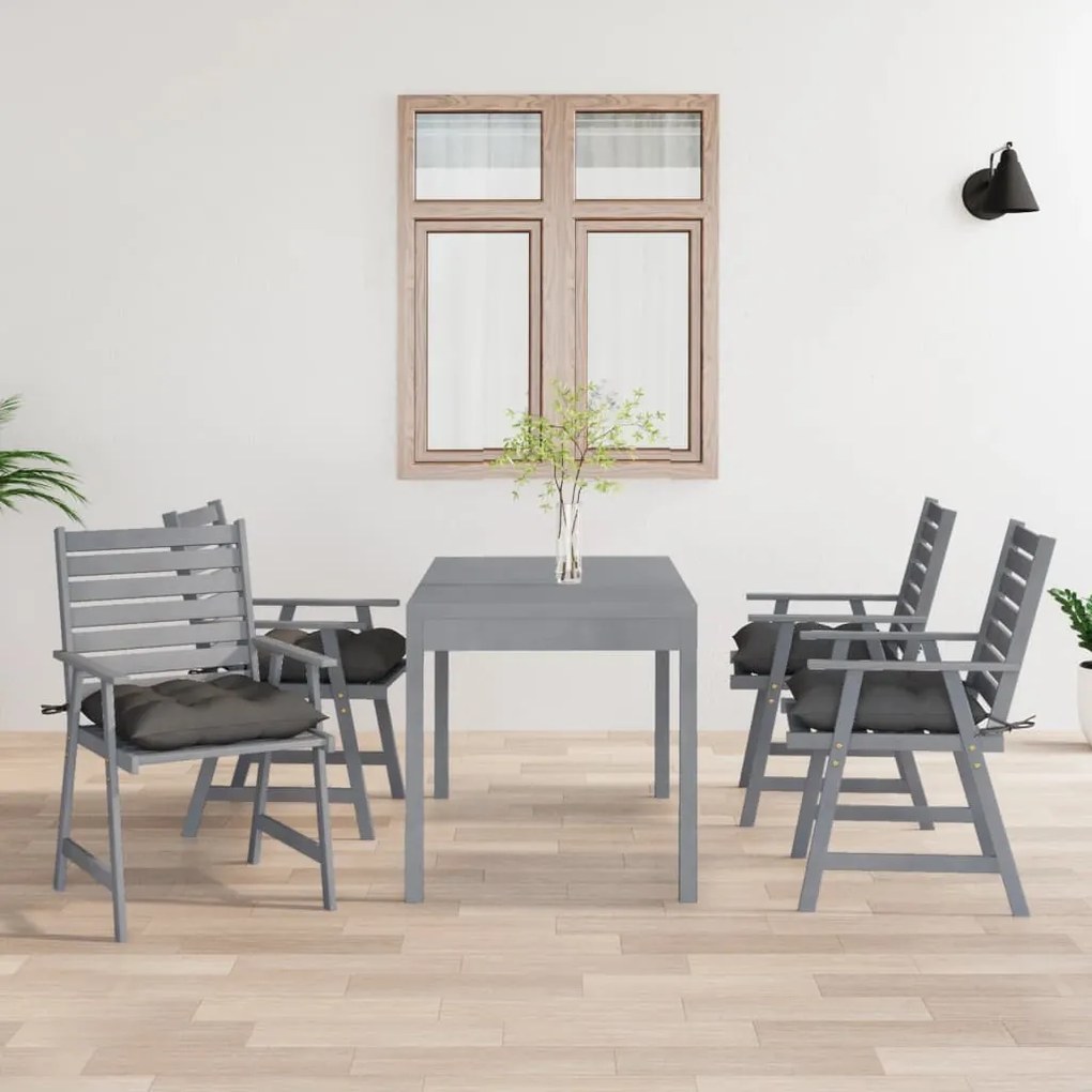 Sedie pranzo per esterni con cuscini 4 pz legno massello acacia