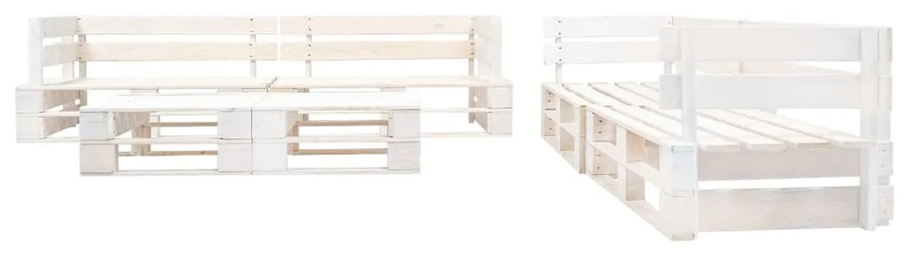 Set divani da giardino su pallet 6 pz in legno bianco