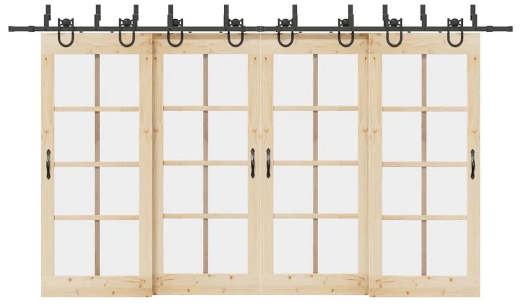 Kit Di Binari Per Porte Scorrevoli 400 Cm Acciaio Nero /