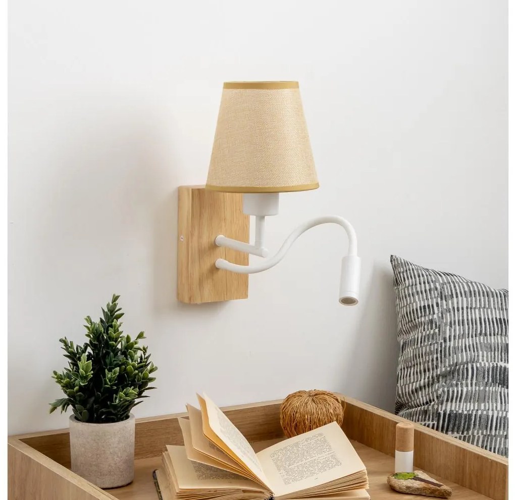 Brilagi - Applique a LED NUBILA WOOD 1xE27/25W/230V +LED/3W quercia/marrone chiaro