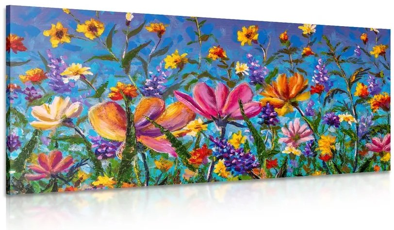 Quadro su tela – Fiori colorati sul prato