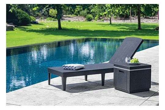 Lettino da giardino grigio scuro in rattan artificiale Jaipur - Keter