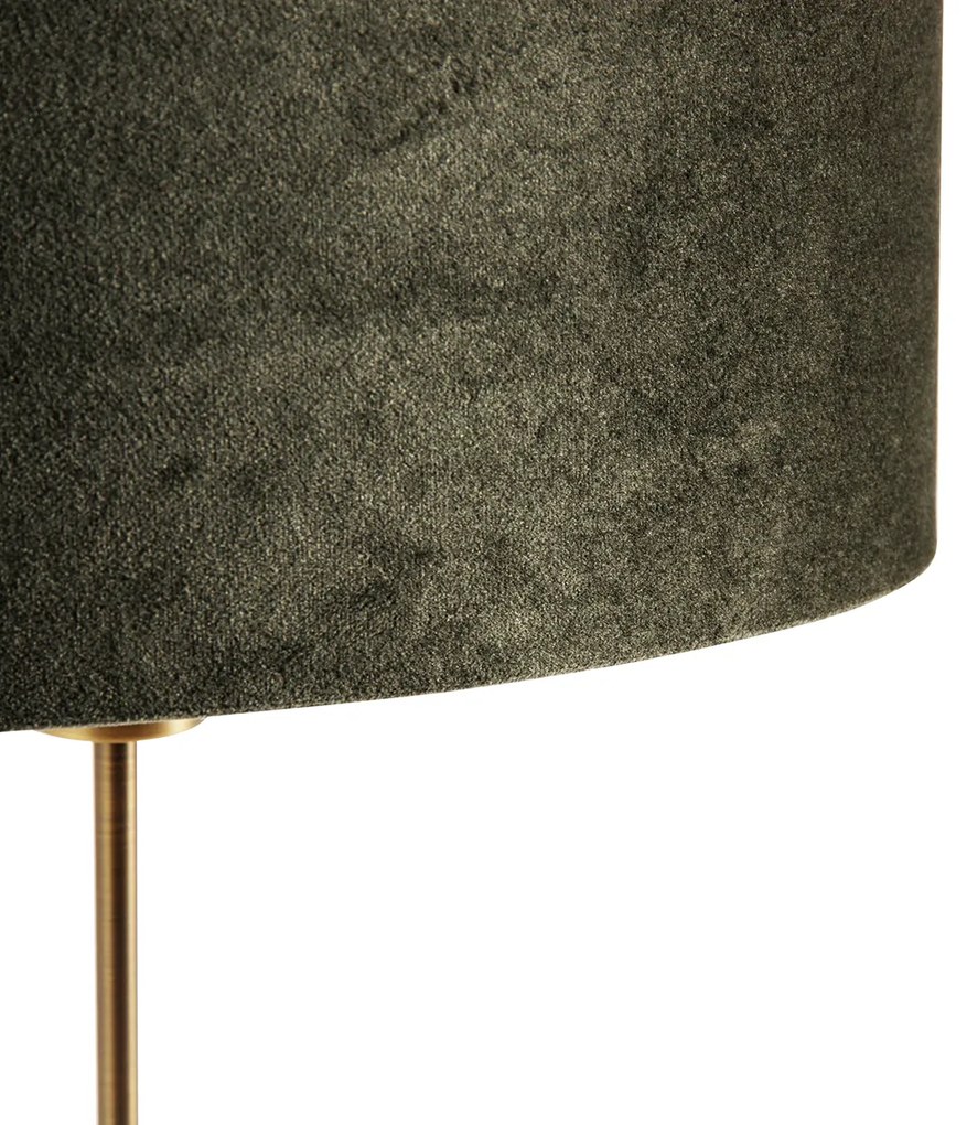 Tafellamp brons met ovale velours kap groen 35cm - Parte