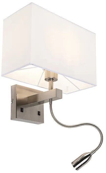 Lampada da parete intelligente in acciaio con paralume bianco crema incl. Wifi P45 - Bergamo