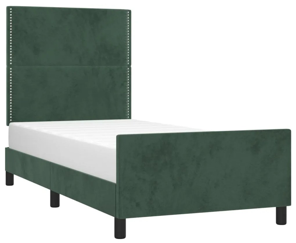 Giroletto con testiera verde scuro 90x190 cm in velluto