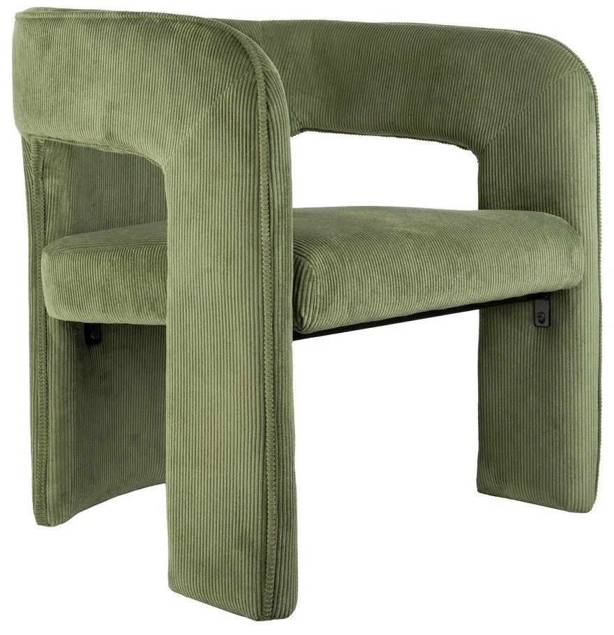 Poltrona in velluto a coste verde Vigor - Leitmotiv