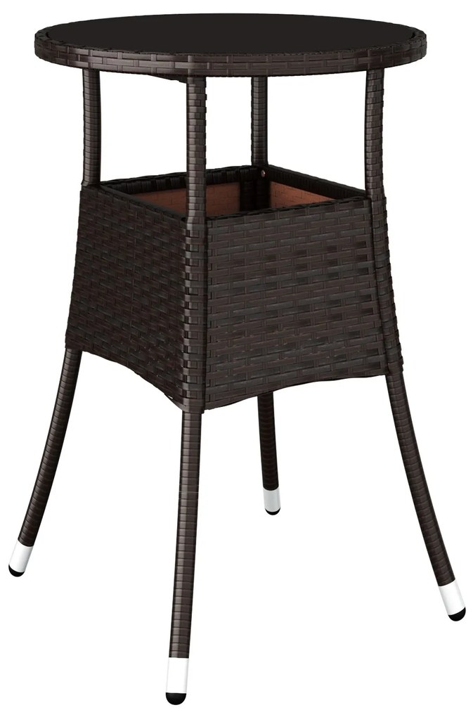 Set da pranzo da giardino 3 pezzi marrone in rattan polietilene