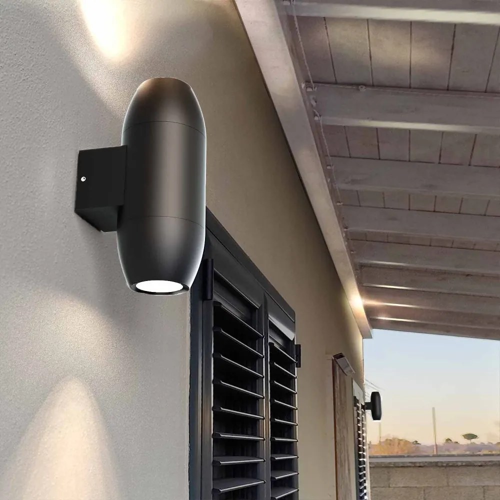 Applique Ovale Bidirezionale IP65 GU10 per esterni, Grande - Nera Colore del corpo Nero