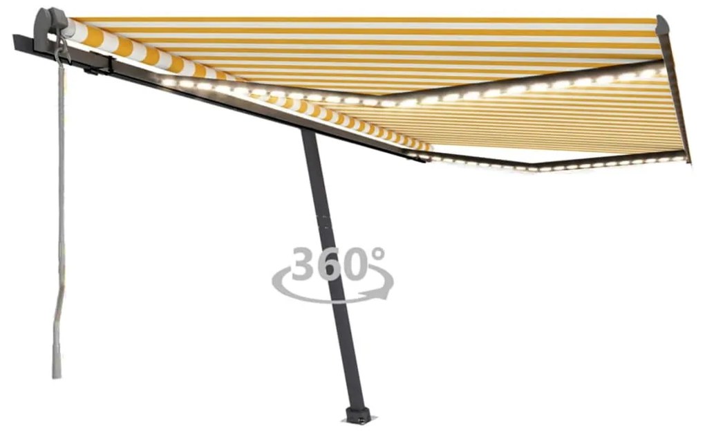 Tenda Automatica Con Sensore Vento Led 400x300 Cm Gialla Bianca /