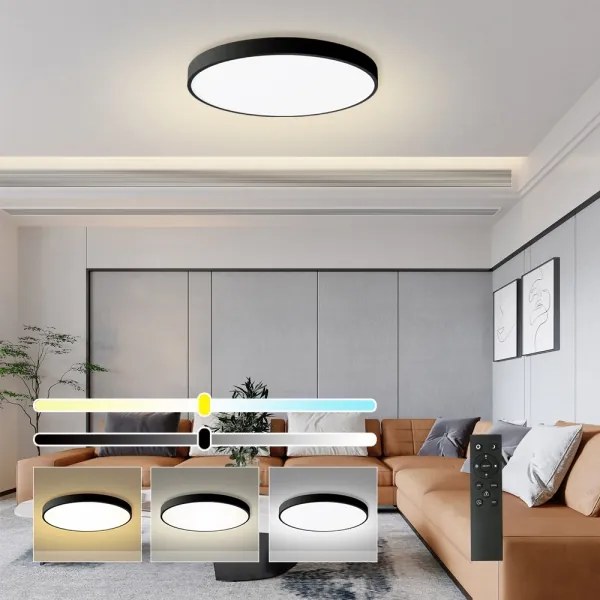 Brilagi - Plafoniera LED dimmerabile POOL SMART 100W 230V Ø 80 cm Wi‑Fi Tuya nera + telecomando