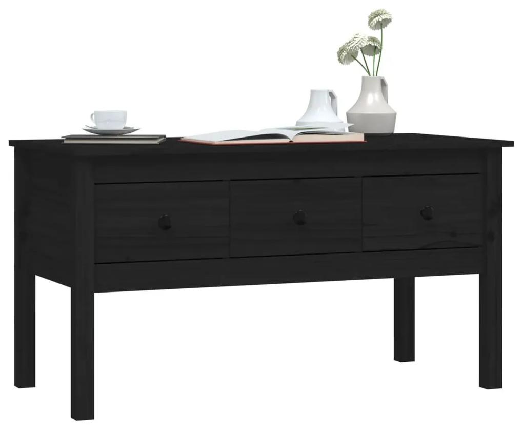 Tavolino da salotto nero 102x49x55 cm in legno massello di pino