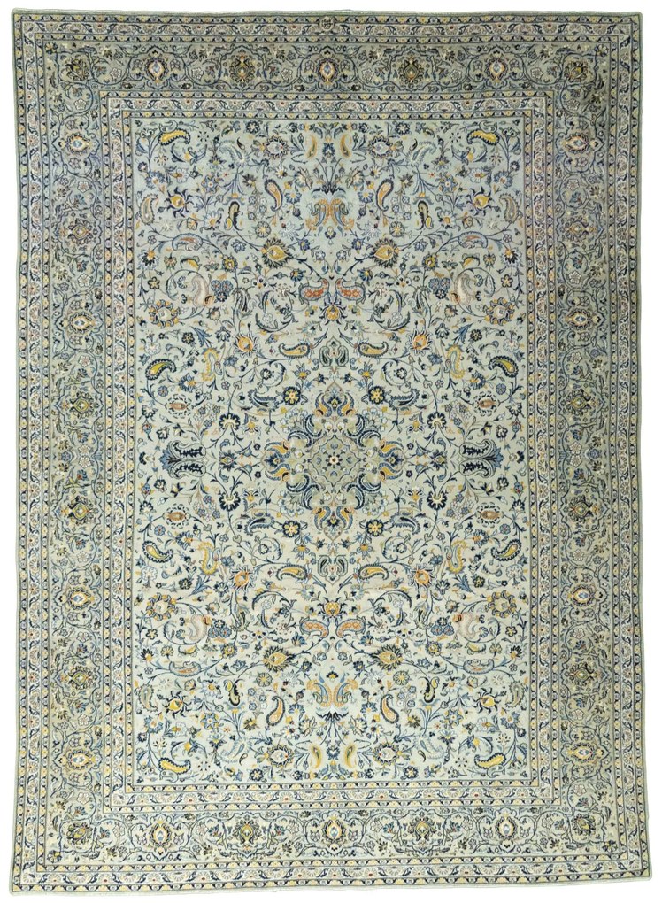 Kashan Tappeto 300 x 410 Verde (Iran) Annodato A Mano