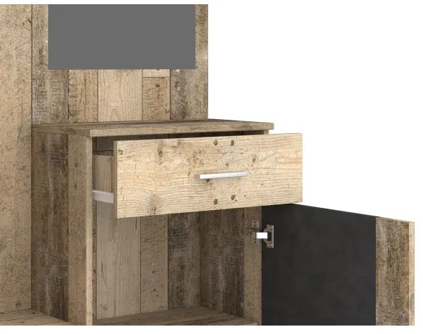 Mobile per ingresso con specchio NOLAN, marrone/grafite