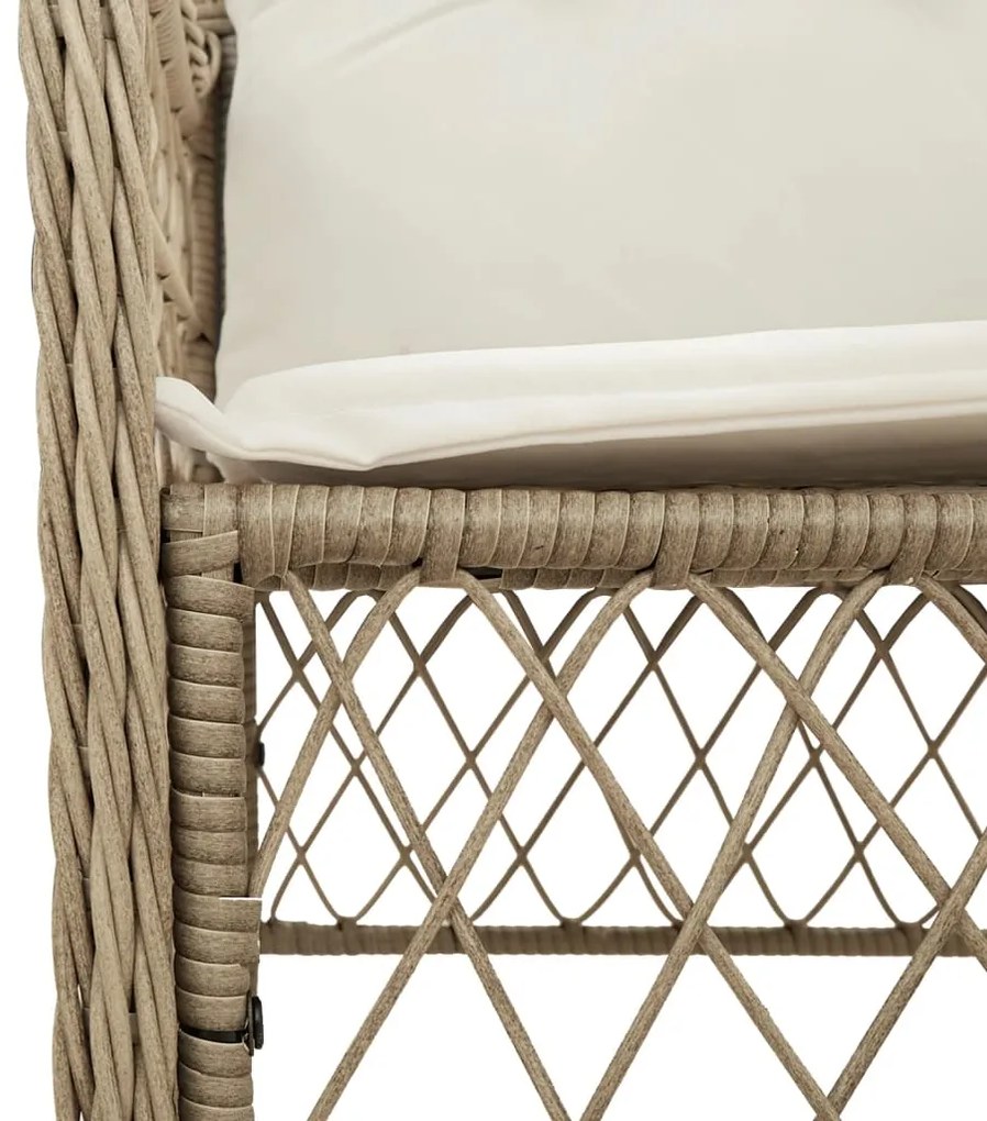 Set da pranzo da giardino 7 pz con cuscini beige in polyrattan