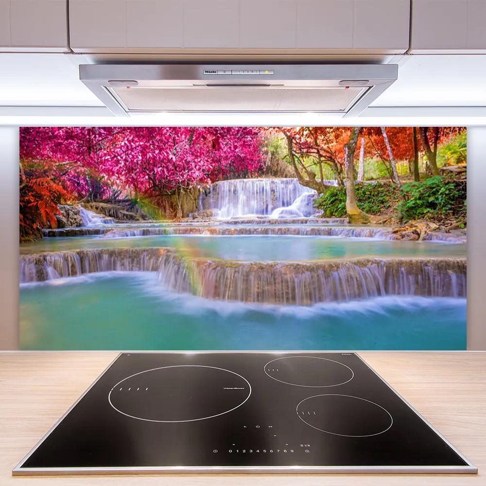 Pannello rivestimento parete cucina Cascata della natura 100x50 cm