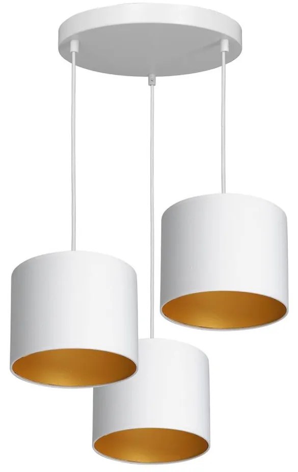 Lampadario a sospensione con filo ARDEN 3xE27/60W/230V bianco/oro