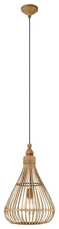 Lampadario Natura Amsfield nero paralume cammello E27 Ø35cm EGLO