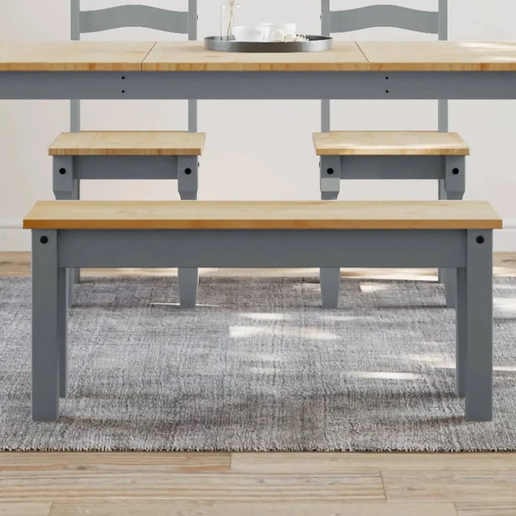Panca Da Pranzo Panama Grigia 105x30x45 Cm Legno Massello Pino /
