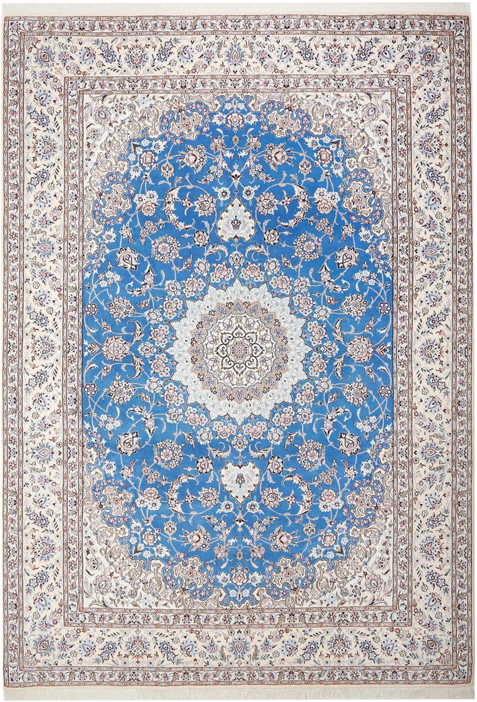 Nain Tappeto persiano 250x360 Blu (Iran) Annodato A Mano
