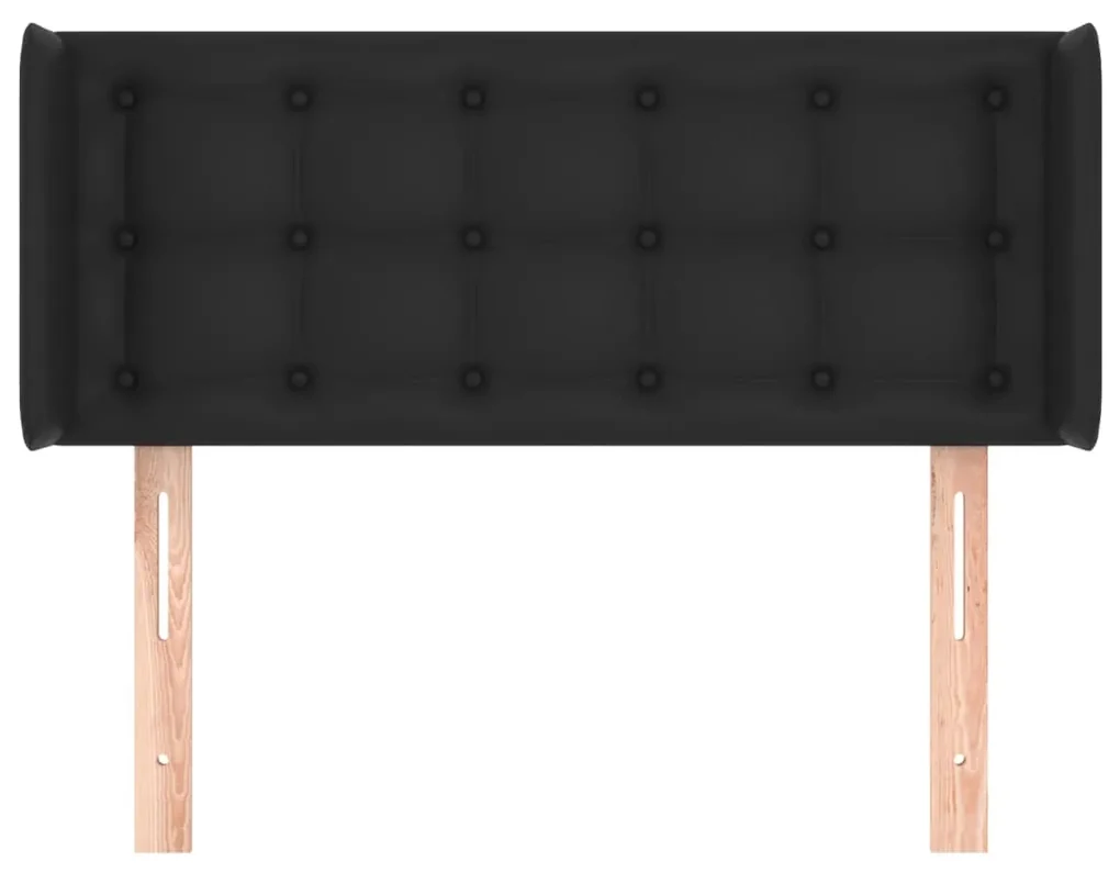 Testiera ad orecchio nera 93x16x78/88 cm in similpelle