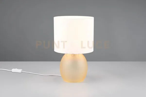 Vela lampada da tavolo base vetro ambra con paralume bianco h. 29cm...