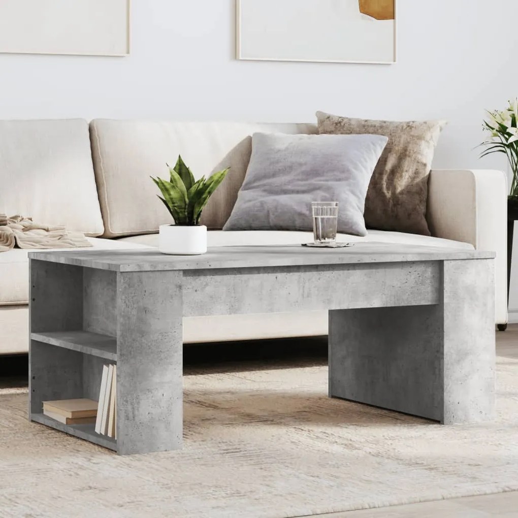 Tavolino Salotto Grigio Cemento 102x55x42 Cm Legno Multistrato /