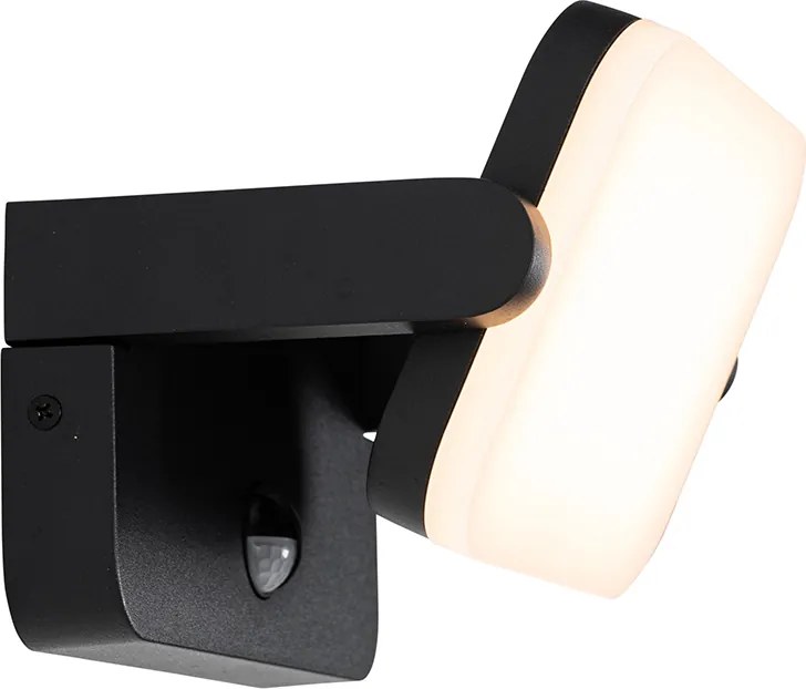 Lampada da parete per esterni nera con LED orientabile con sensore di movimento - Kamile