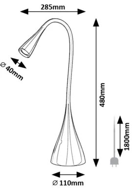 Rabalux 74204 - Lampada da tavolo LED dimmerabile JEFF LED/4W/230V 3000K nero