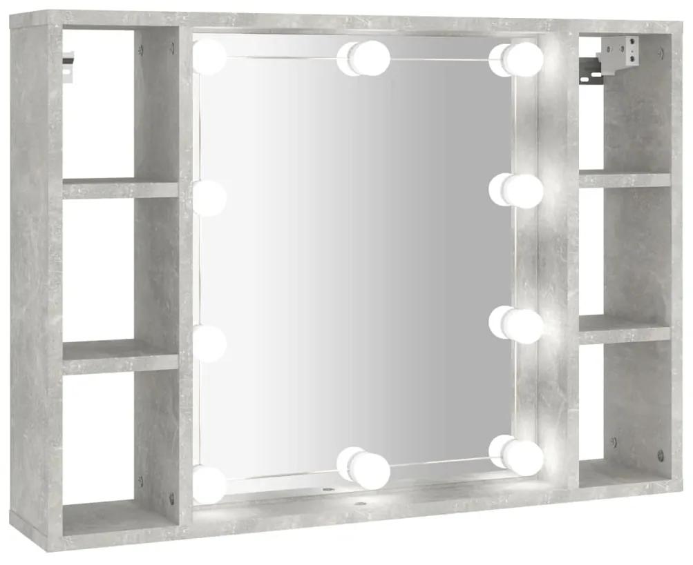 Mobile a specchio con led grigio cemento 76x15x55 cm