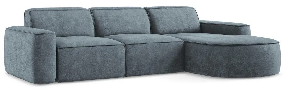 Divano angolare blu polveroso (con penisola a destra/con chaise lounge) con rivestimento in ciniglia Omao – Makamii