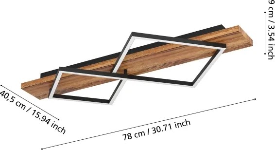 Eglo 901935 - Plafoniera LED BOYA LED/13W/230V + LED/15W nera/marrone