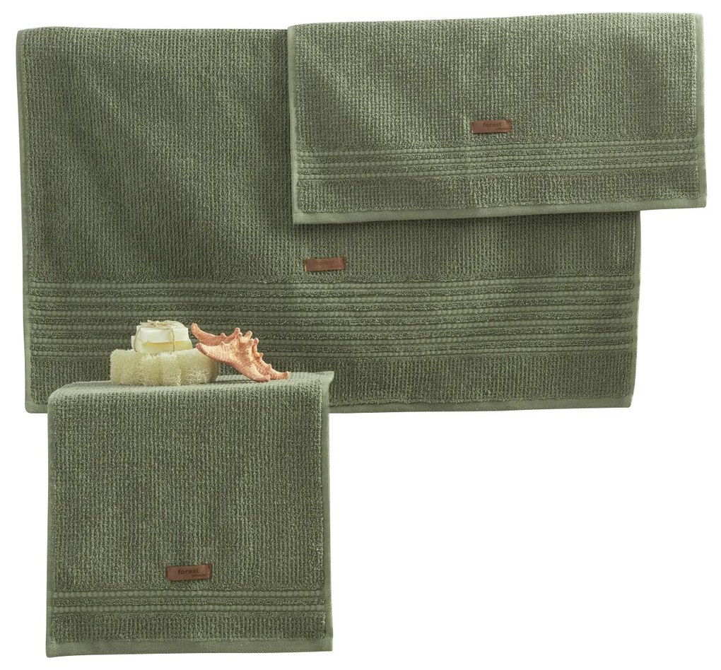 Set 3 asciugamani bagno cotone Wellness verde