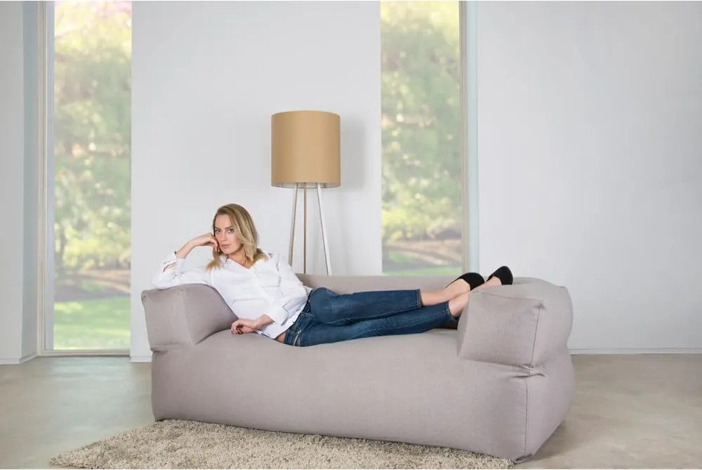 Puof a sacco color crema con rivestimento in bouclé Sofa MooG – SLOWDOWN