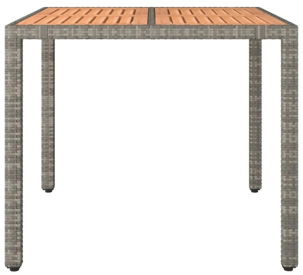 Tavolo giardino piano legno grigio polyrattan e massello acacia