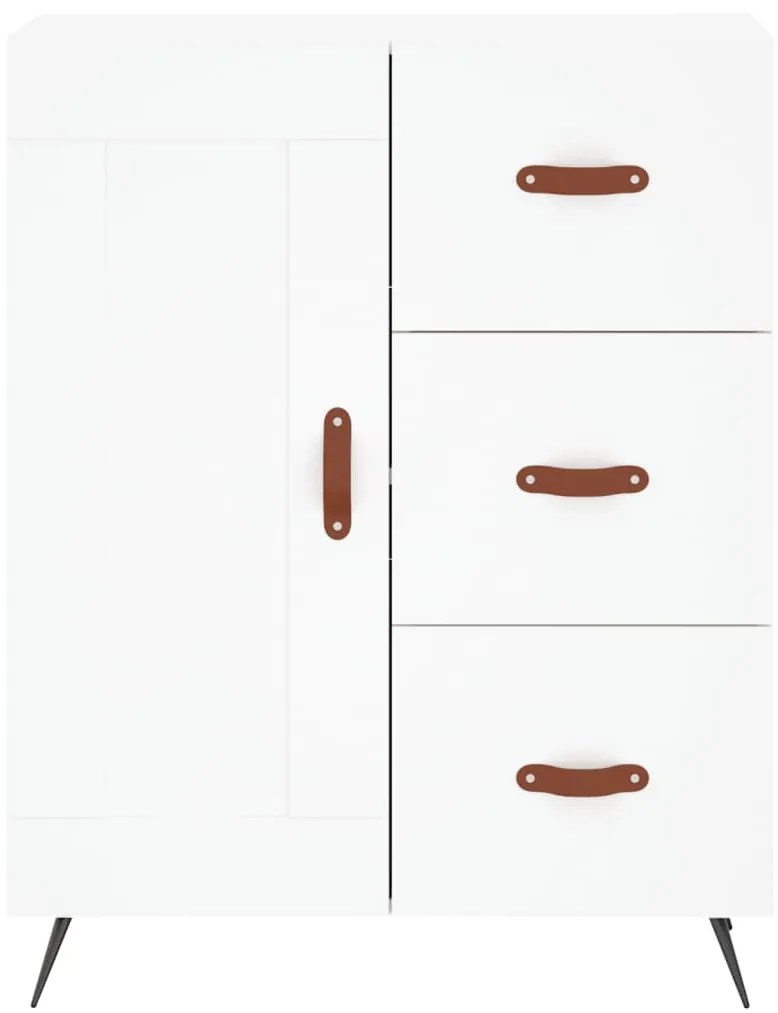 Credenza Bianca 69,5x34x180 cm in Legno Multistrato