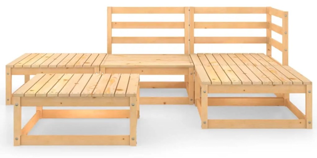 Set Divani da Giardino 5 pz in Legno Massello di Pino