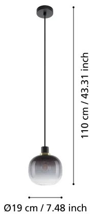 Eglo 99616 - Lampadario a sospensione con filo OILELLA 1xE27/40W/230V grigio