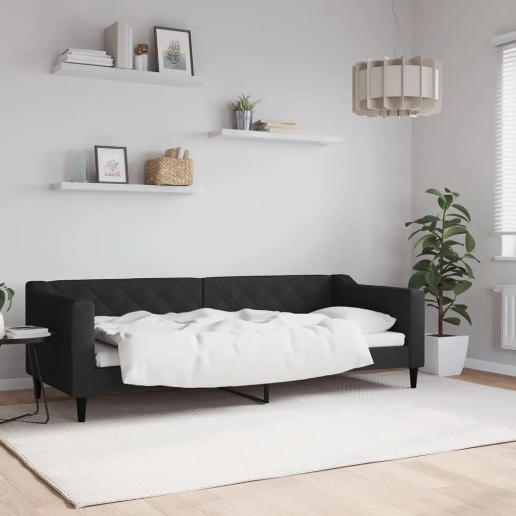 Letto Da Giorno Nero 80x200 Cm İn Tessuto /